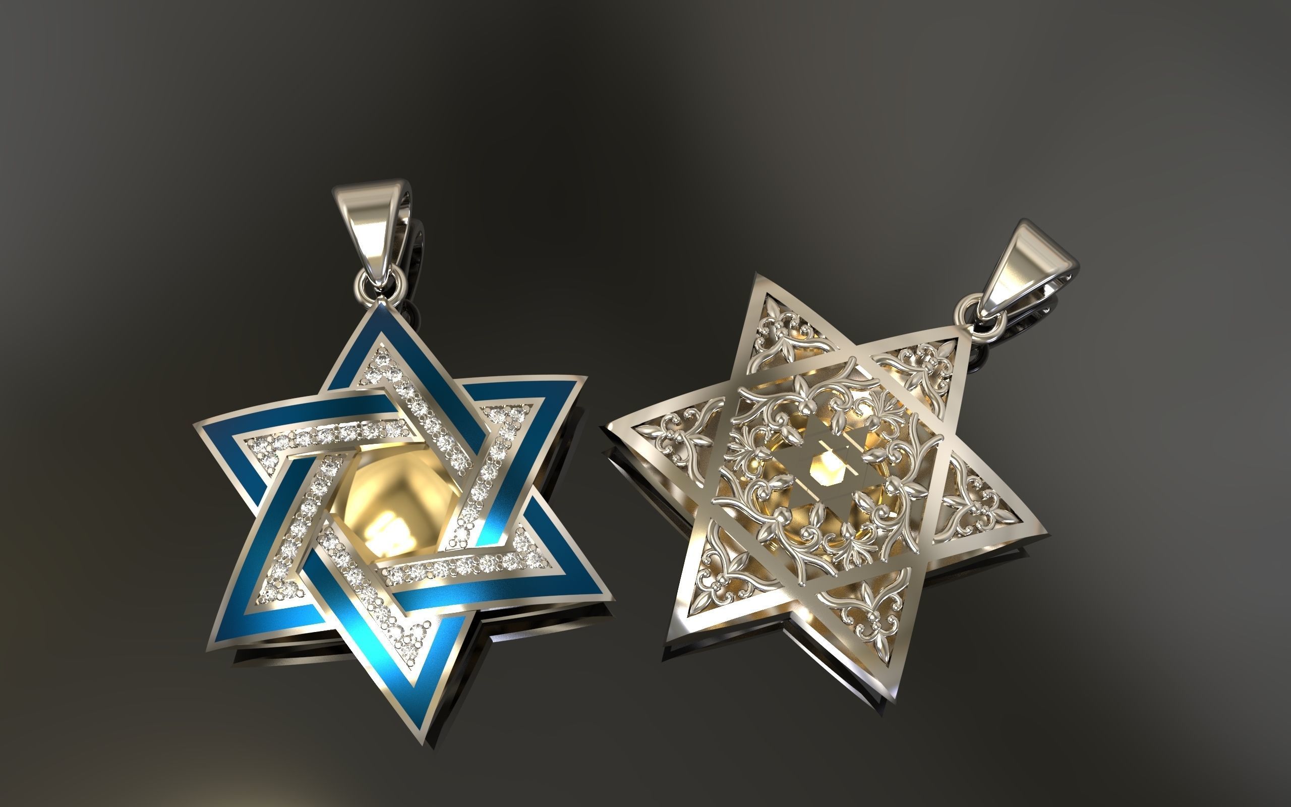 Pendant David Star 3D print model_1