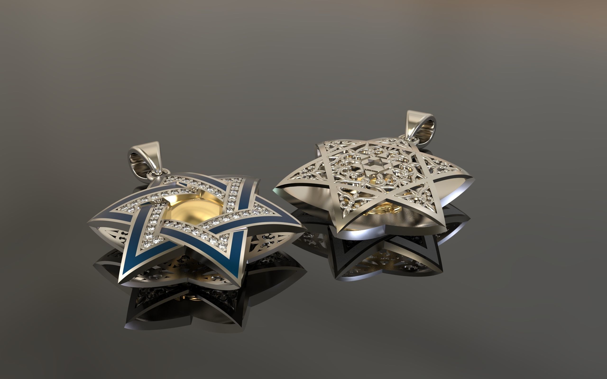 Pendant David Star 3D print model_2