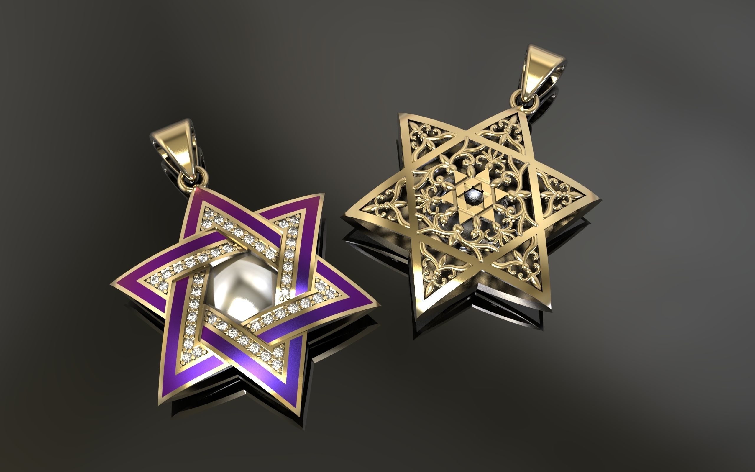 Pendant David Star 3D print model_3
