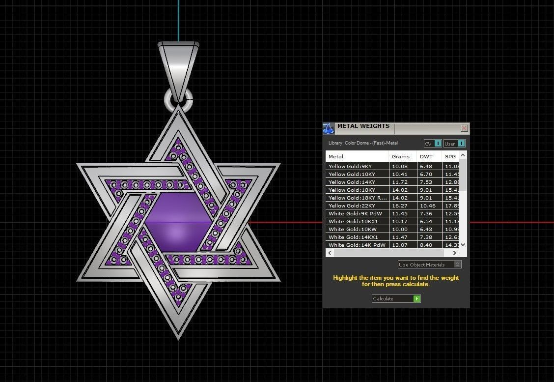 Pendant David Star 3D print model_29