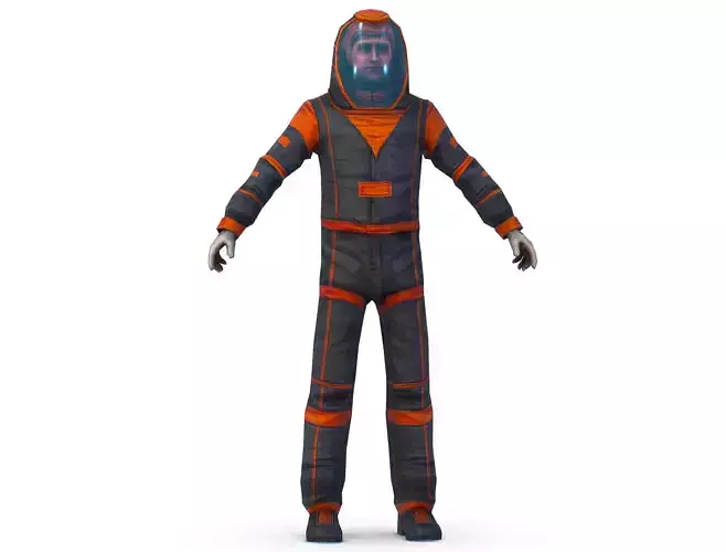 young male lab technician in a chemistry suit