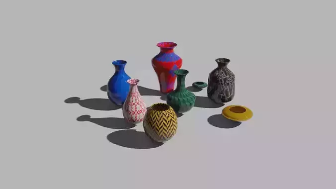 vases pack low poly Low-poly 3D model