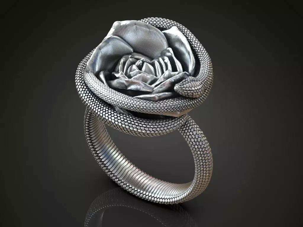 Ring rose flower snake serpent 3D print model