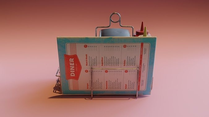 Retro Diner Condiment Caddy Low-poly 3D model 6