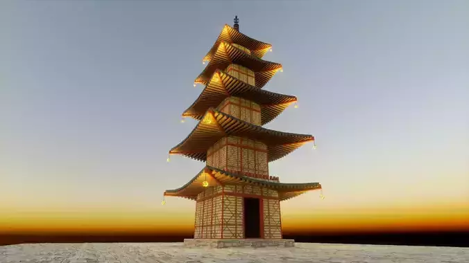 Stylized Japanese Pagoda 
