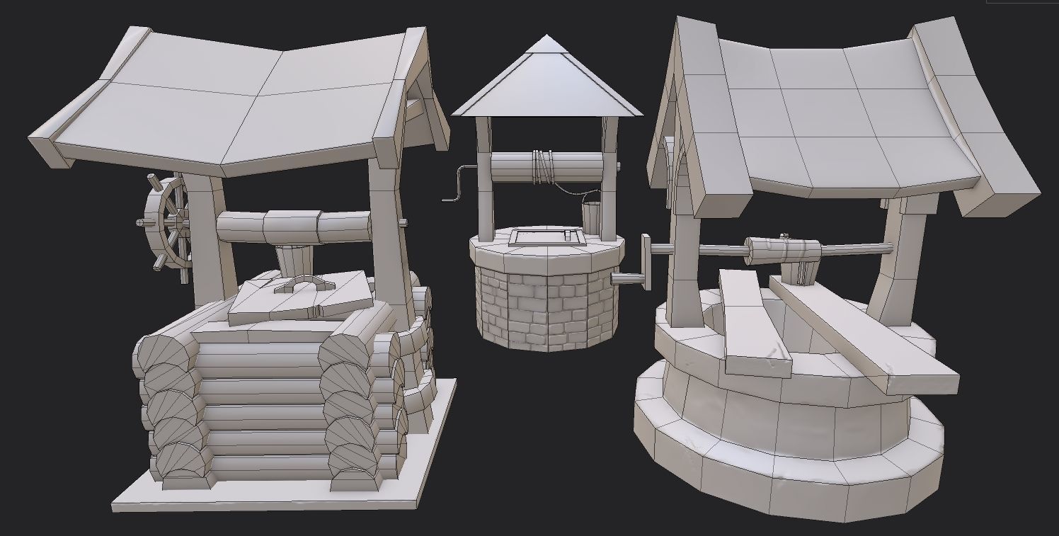 Draw-wells collection water well with roof _11