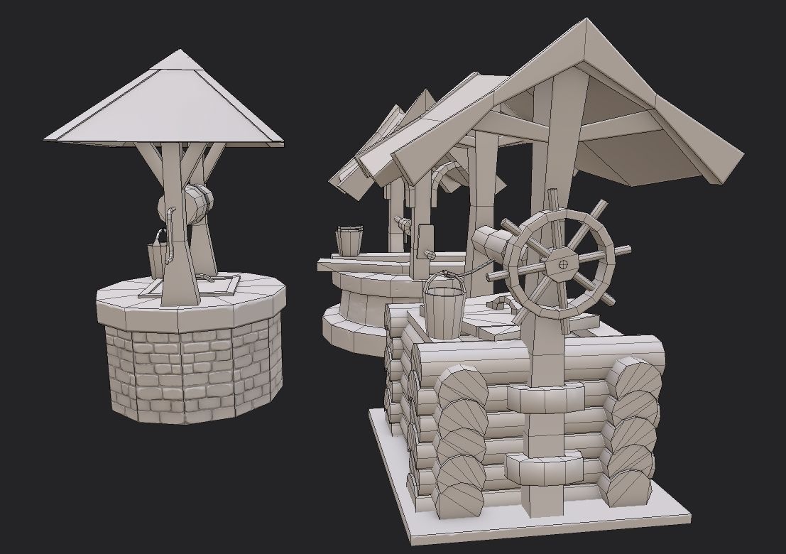 Draw-wells collection water well with roof _10