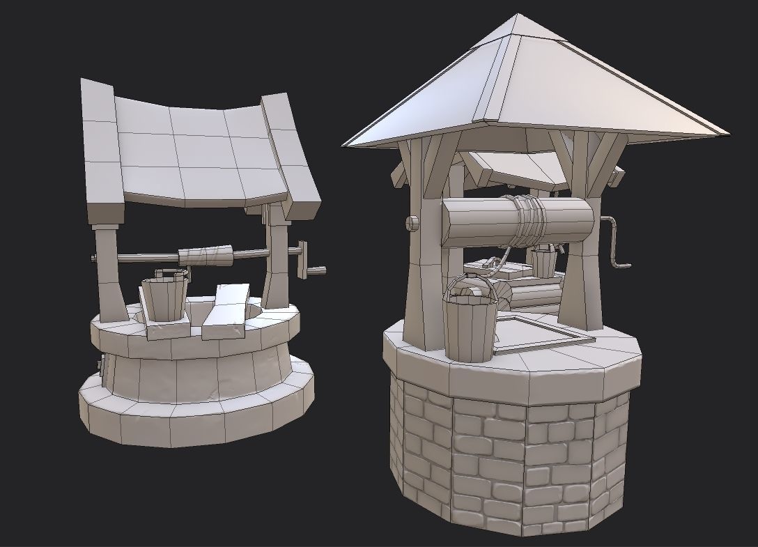 Draw-wells collection water well with roof _9