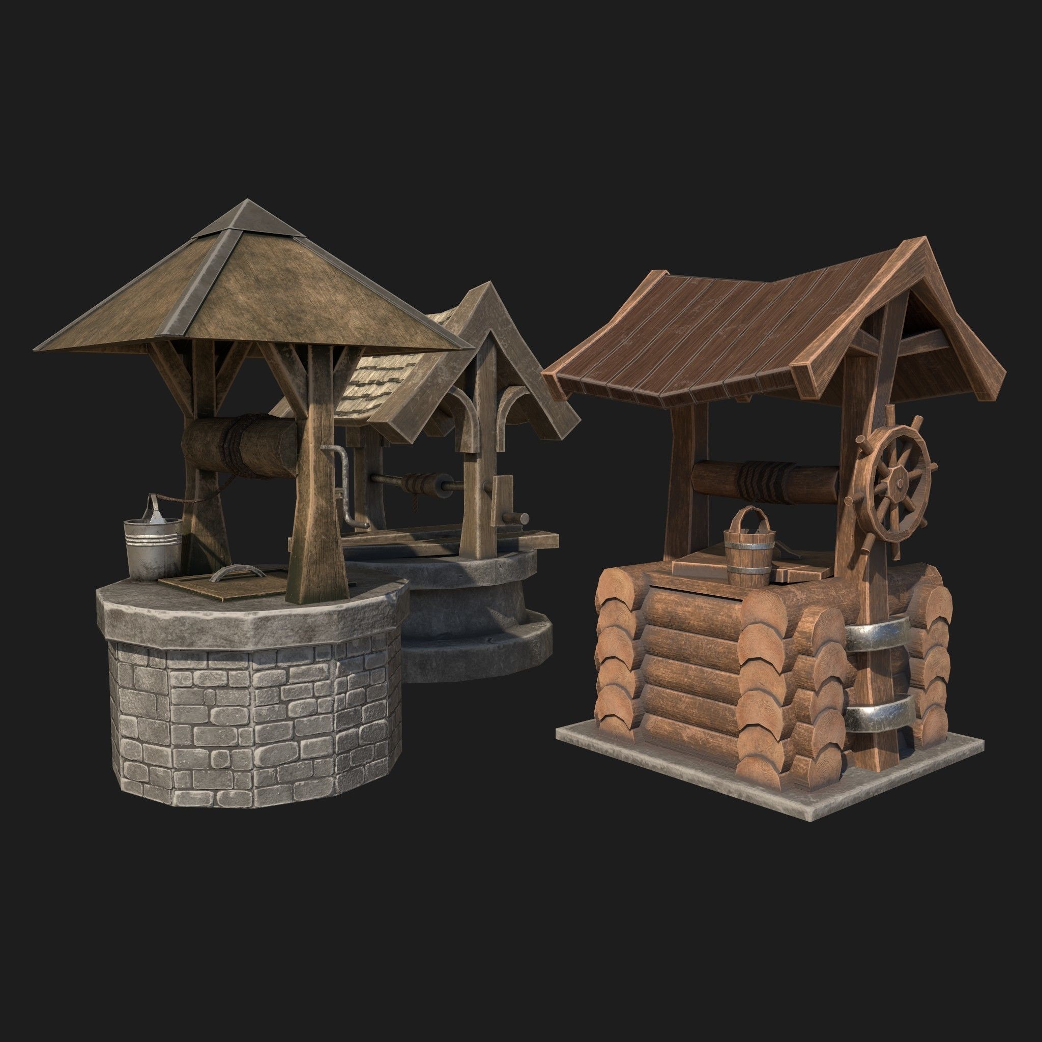 Draw-wells collection water well with roof _5