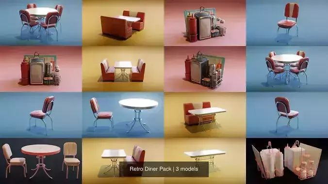 Retro Diner Pack 3D Model Collection