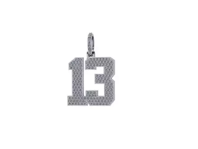 Varsity 13 Diamond Charm Pendant