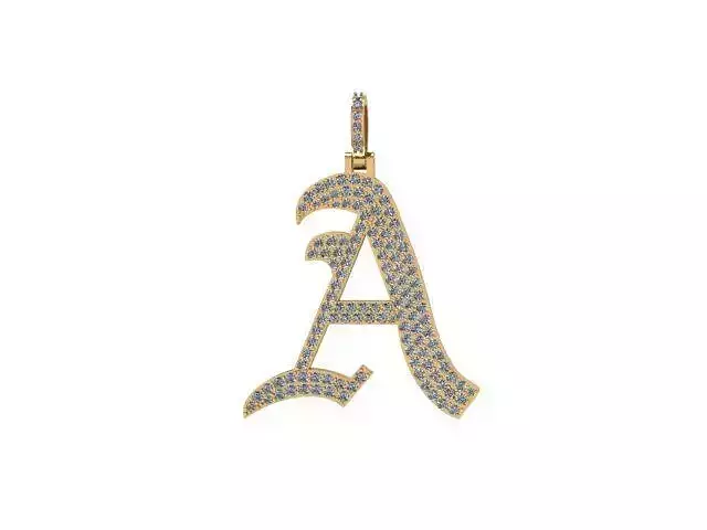 Old English Pave A Pendant 3D print model