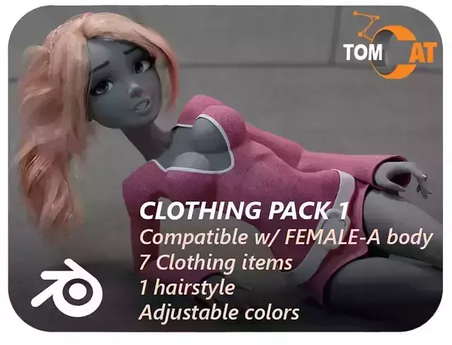Clothing Pack 1 for Blender Low-poly 3D model