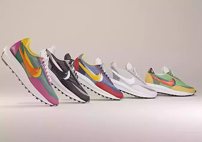 Nike Sacai LD Waffle Sneaker Pack 3D Model Collection