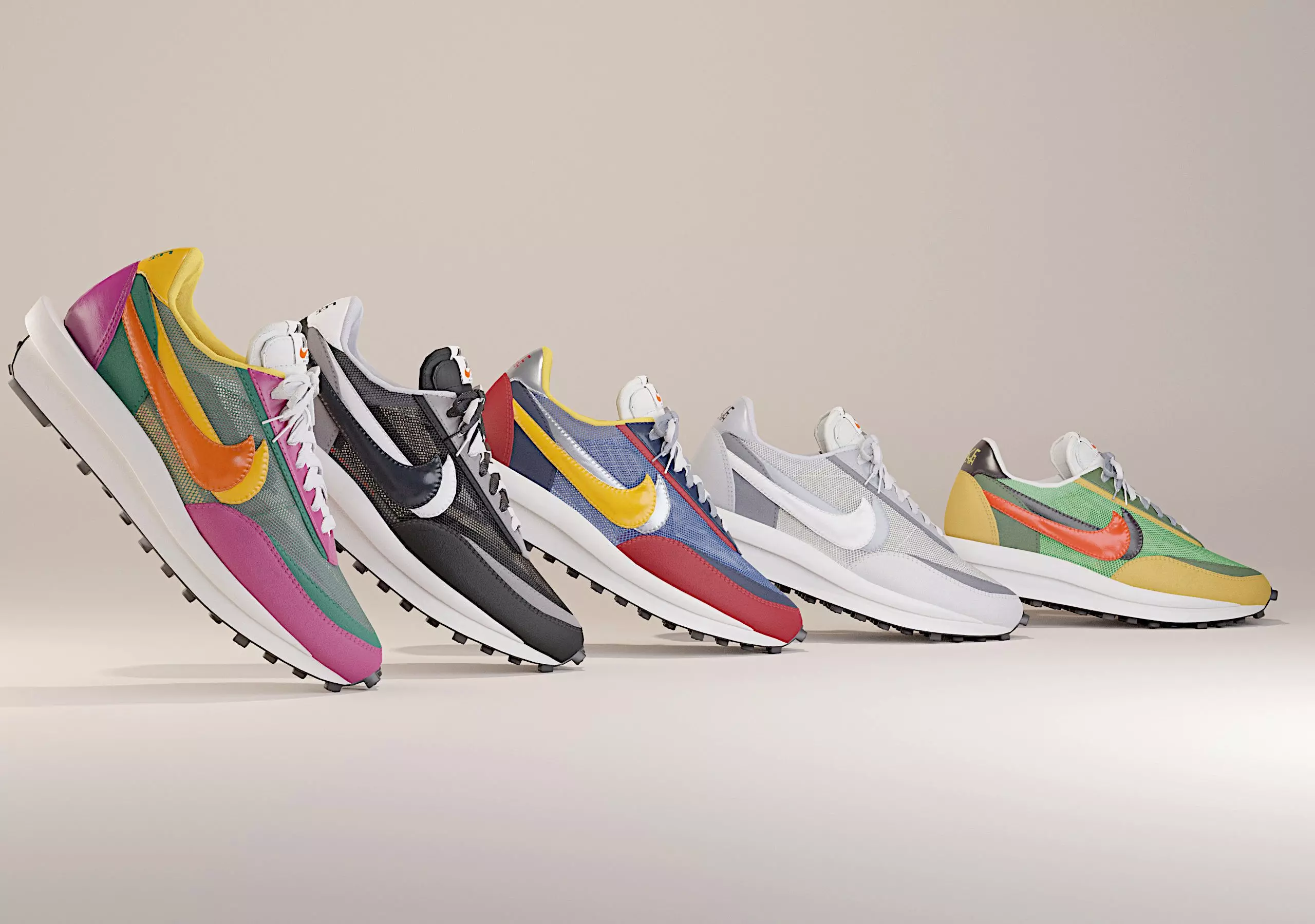 Nike Sacai LD Waffle Sneaker Pack 3D Model Collection_0