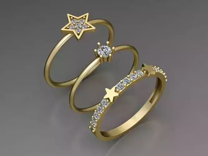 Triple Star Rings