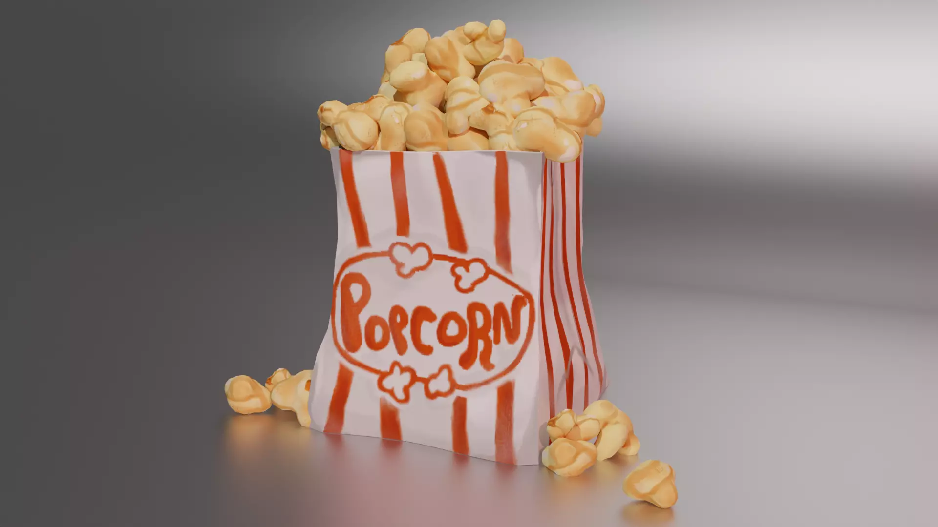 Popcorn bag Low-poly 3D model_0