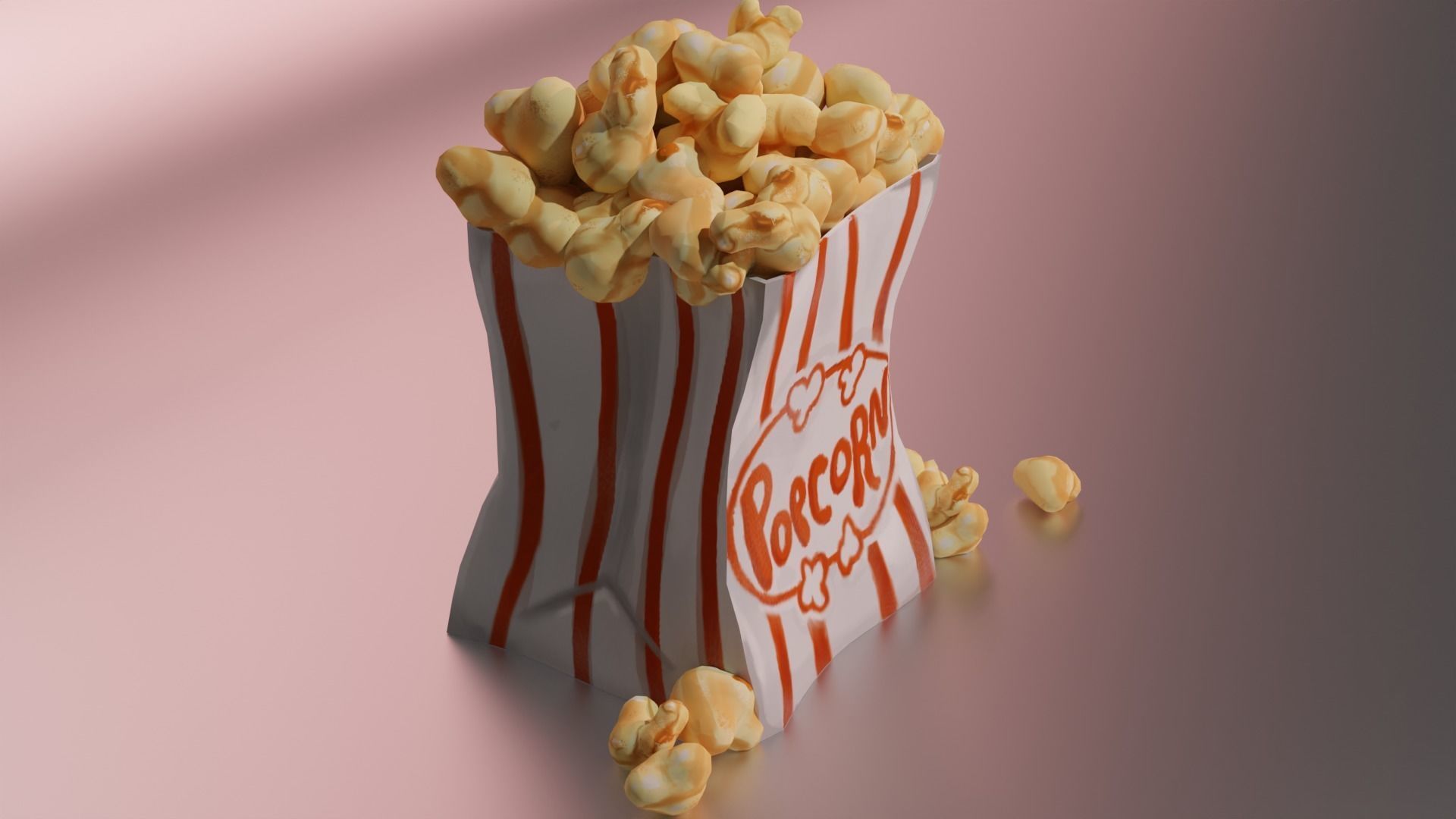 Popcorn bag Low-poly 3D model_4