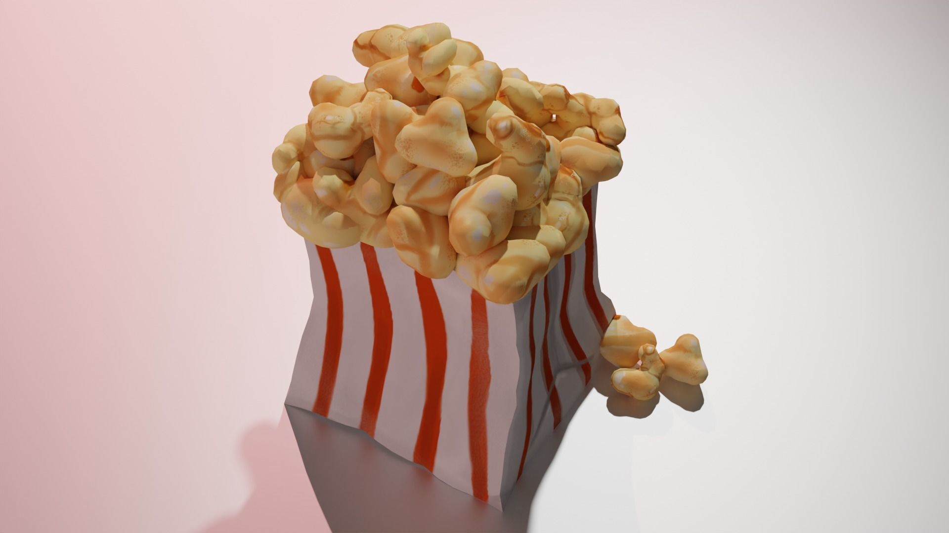 Popcorn bag Low-poly 3D model_2