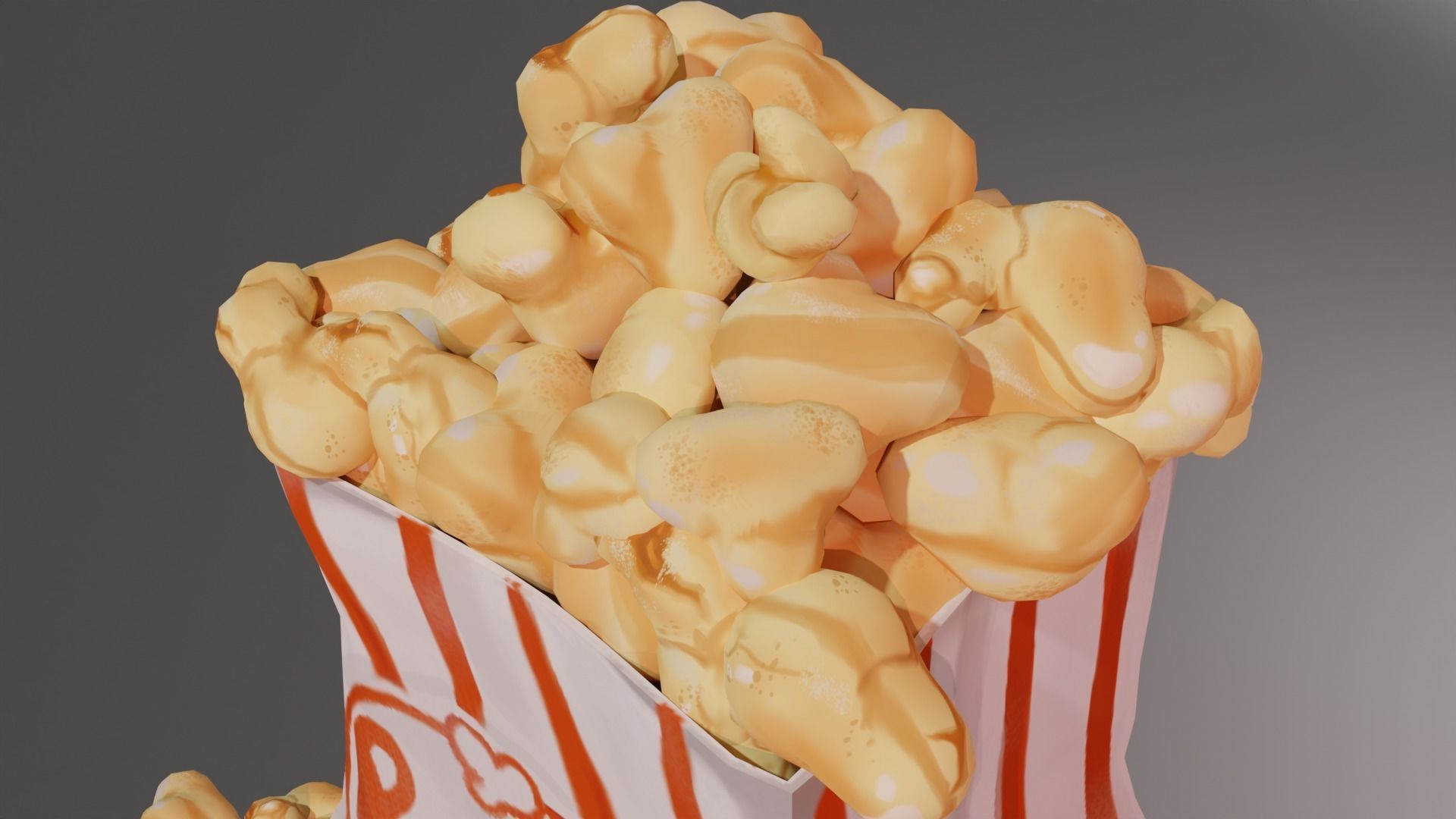 Popcorn bag Low-poly 3D model_3