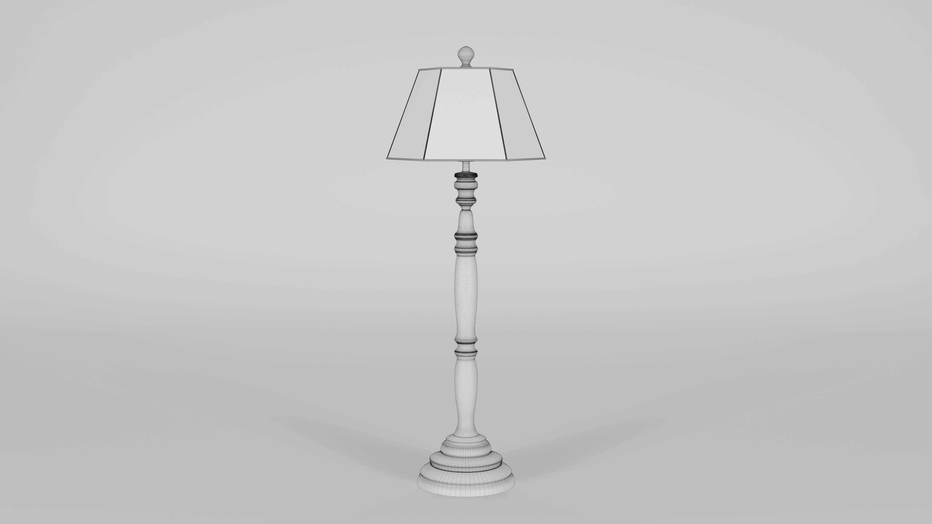 Wooden Floor Lamp 3D model_5