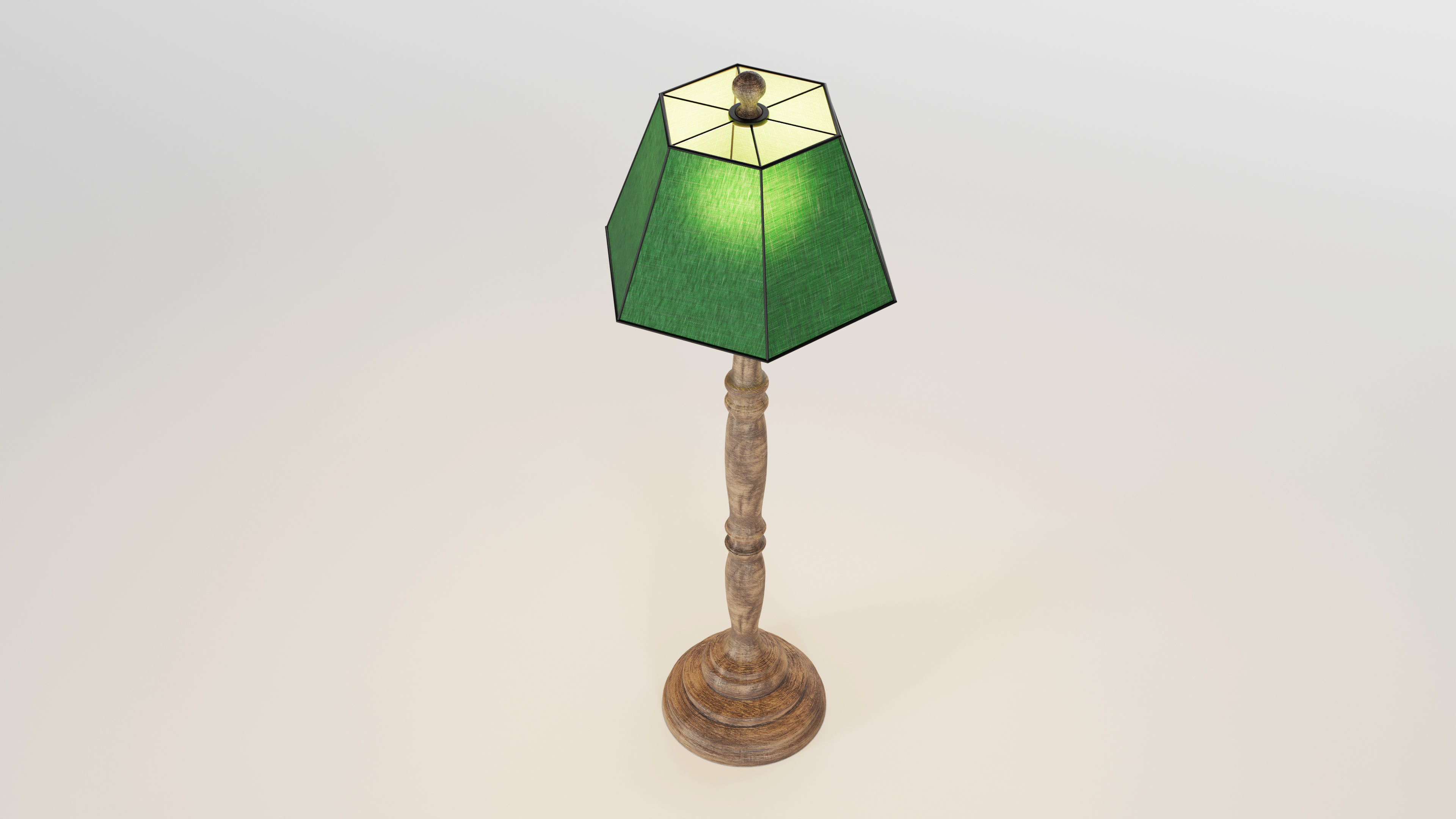 Wooden Floor Lamp 3D model_2
