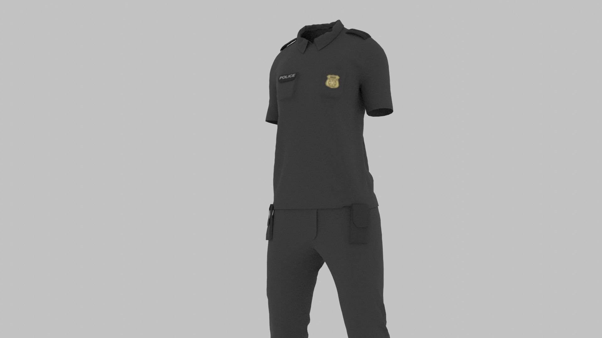 Police Uniform Low-poly 3D model_6