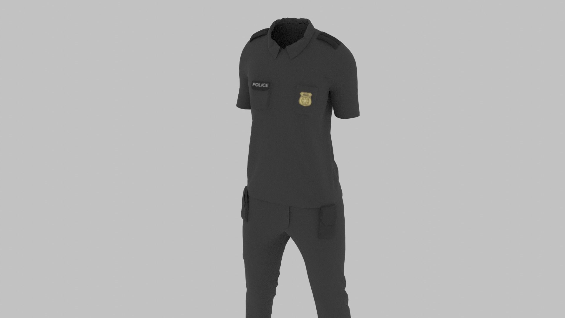 Police Uniform Low-poly 3D model_3