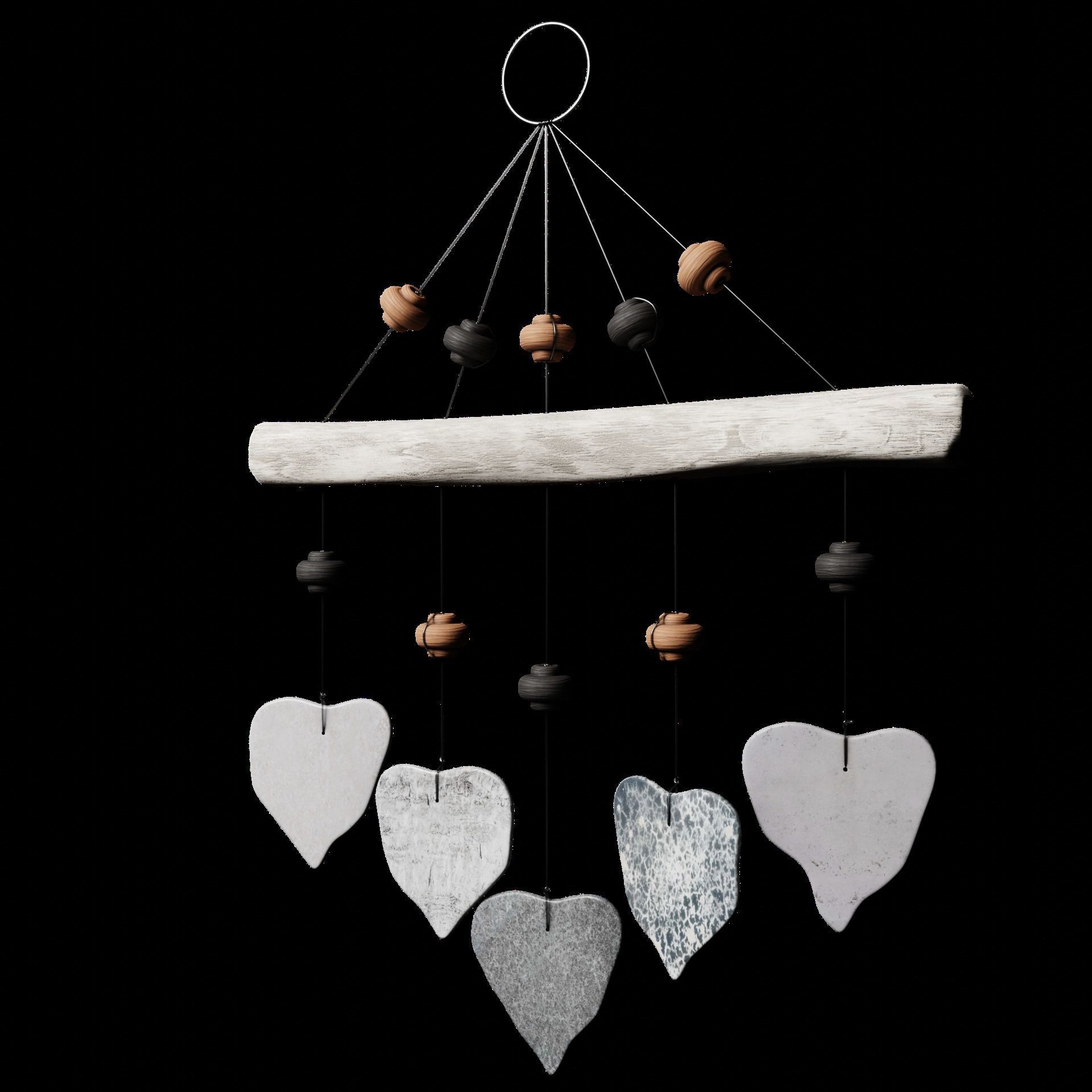 Ceramic Windchime Low-poly 3D model_10