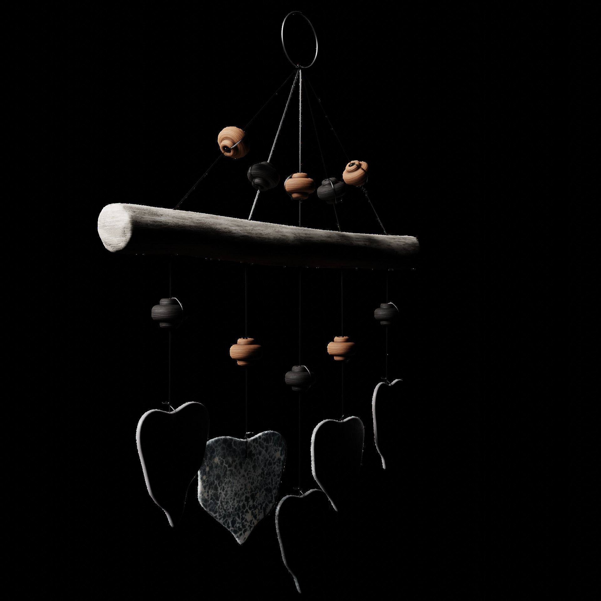 Ceramic Windchime Low-poly 3D model_6