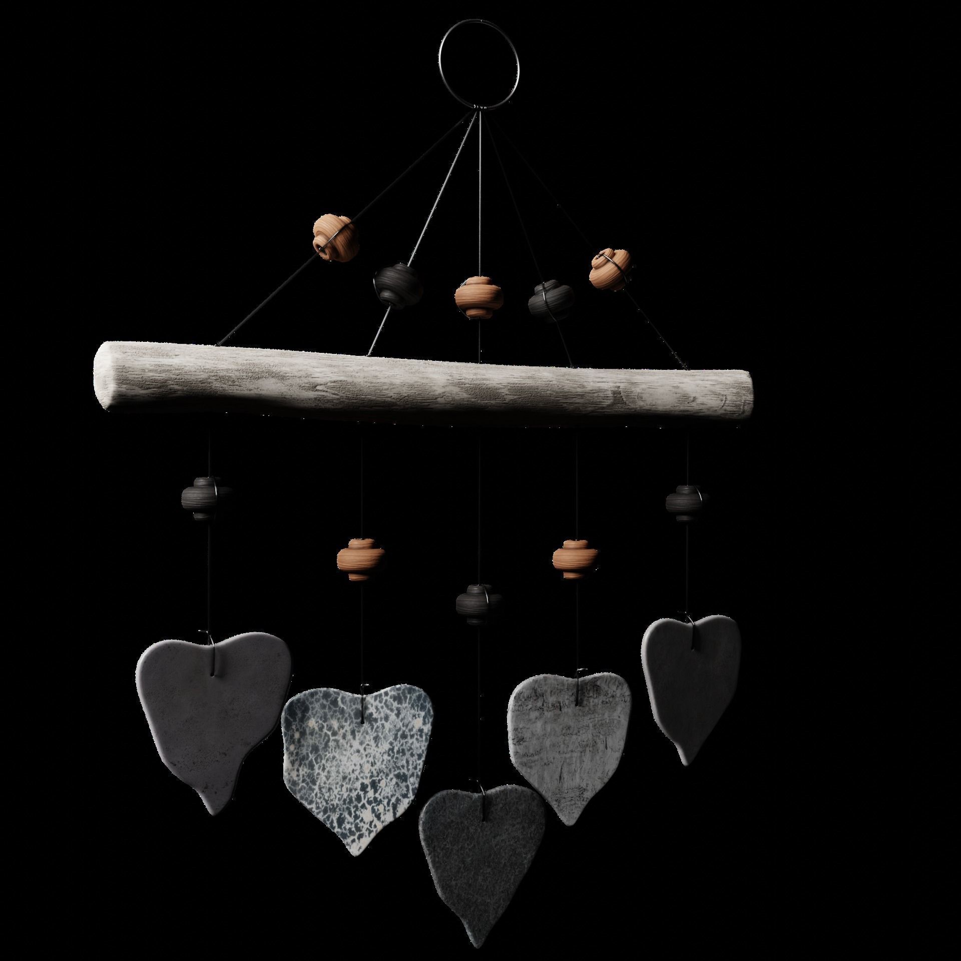 Ceramic Windchime Low-poly 3D model_5