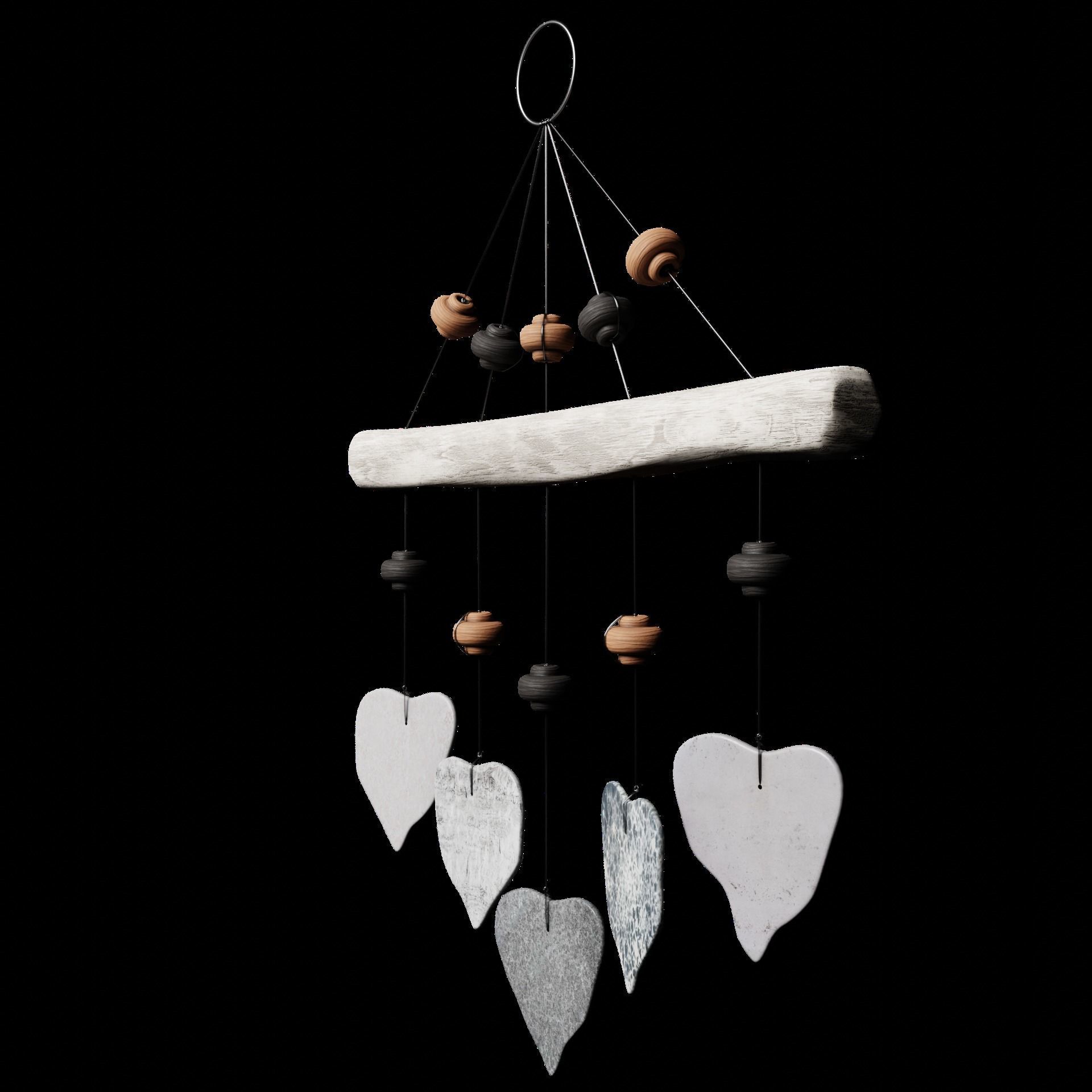Ceramic Windchime Low-poly 3D model_9
