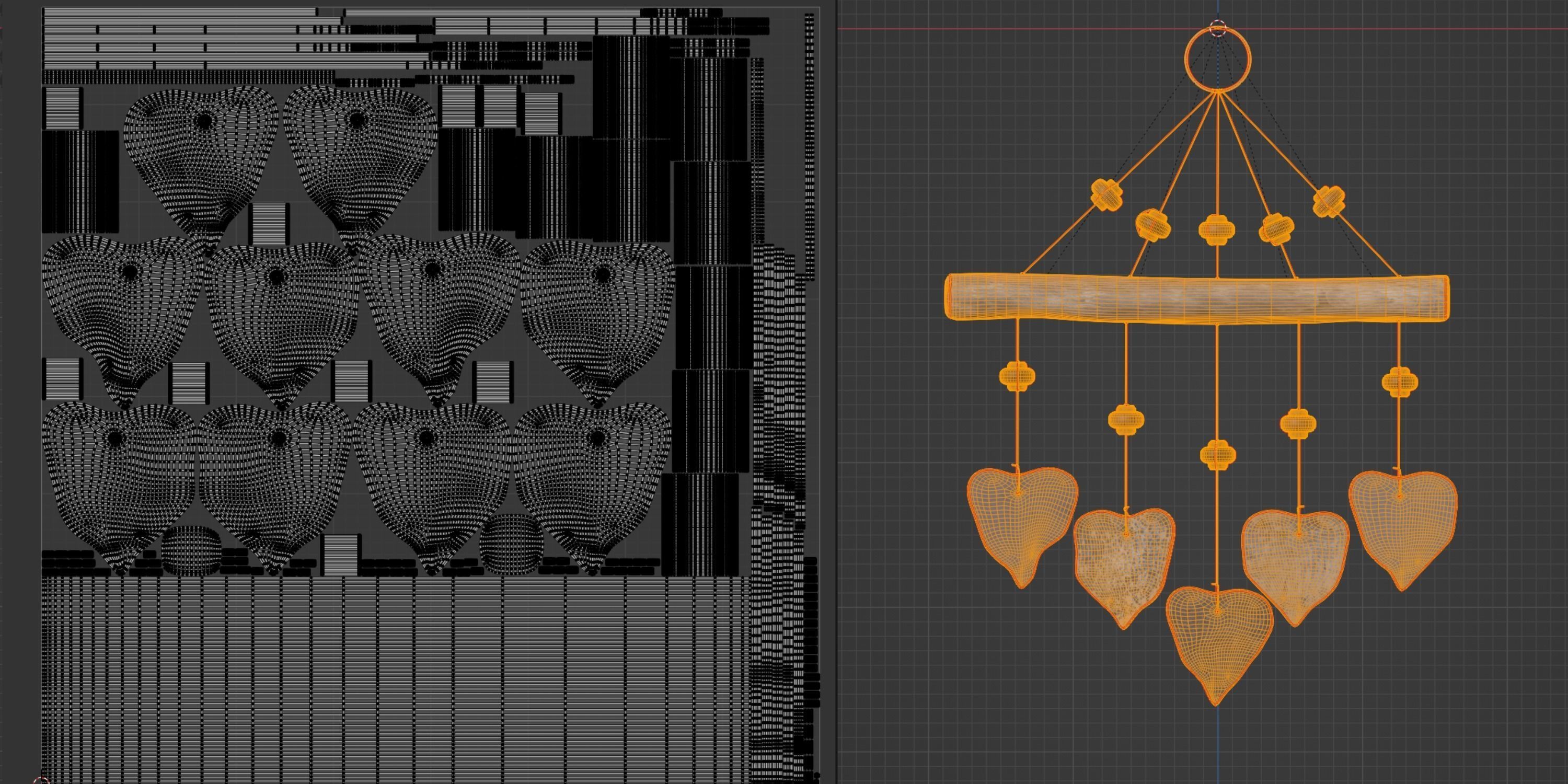 Ceramic Windchime Low-poly 3D model_4