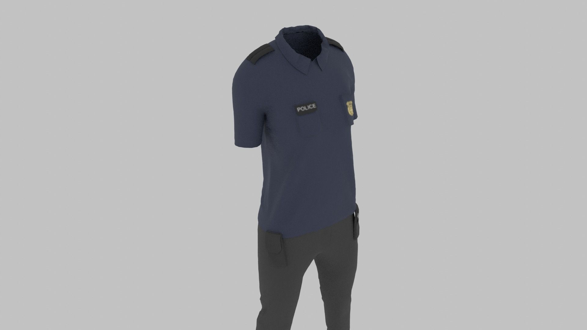 Police Uniform Low-poly 3D model_7