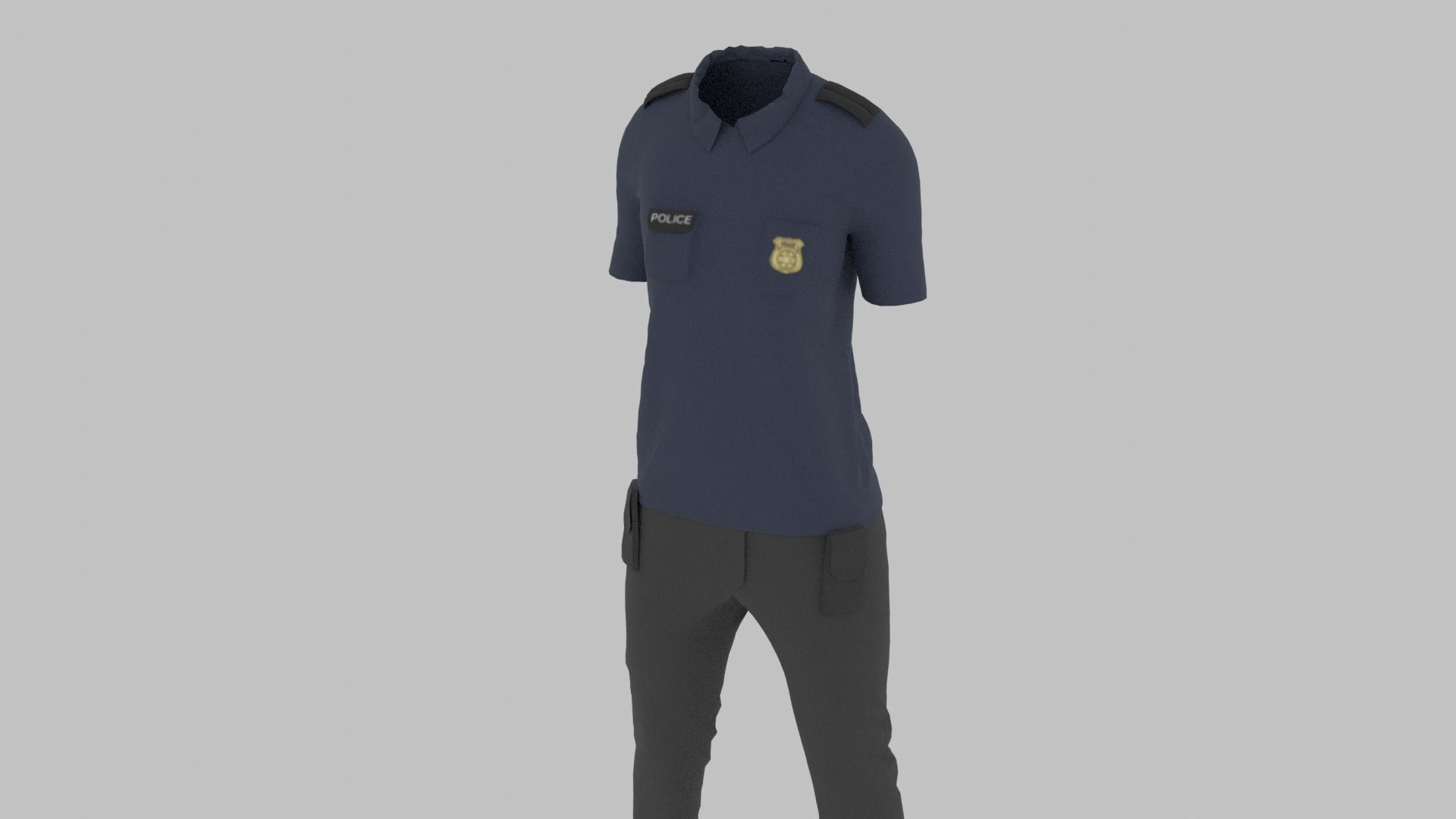 Police Uniform Low-poly 3D model_3