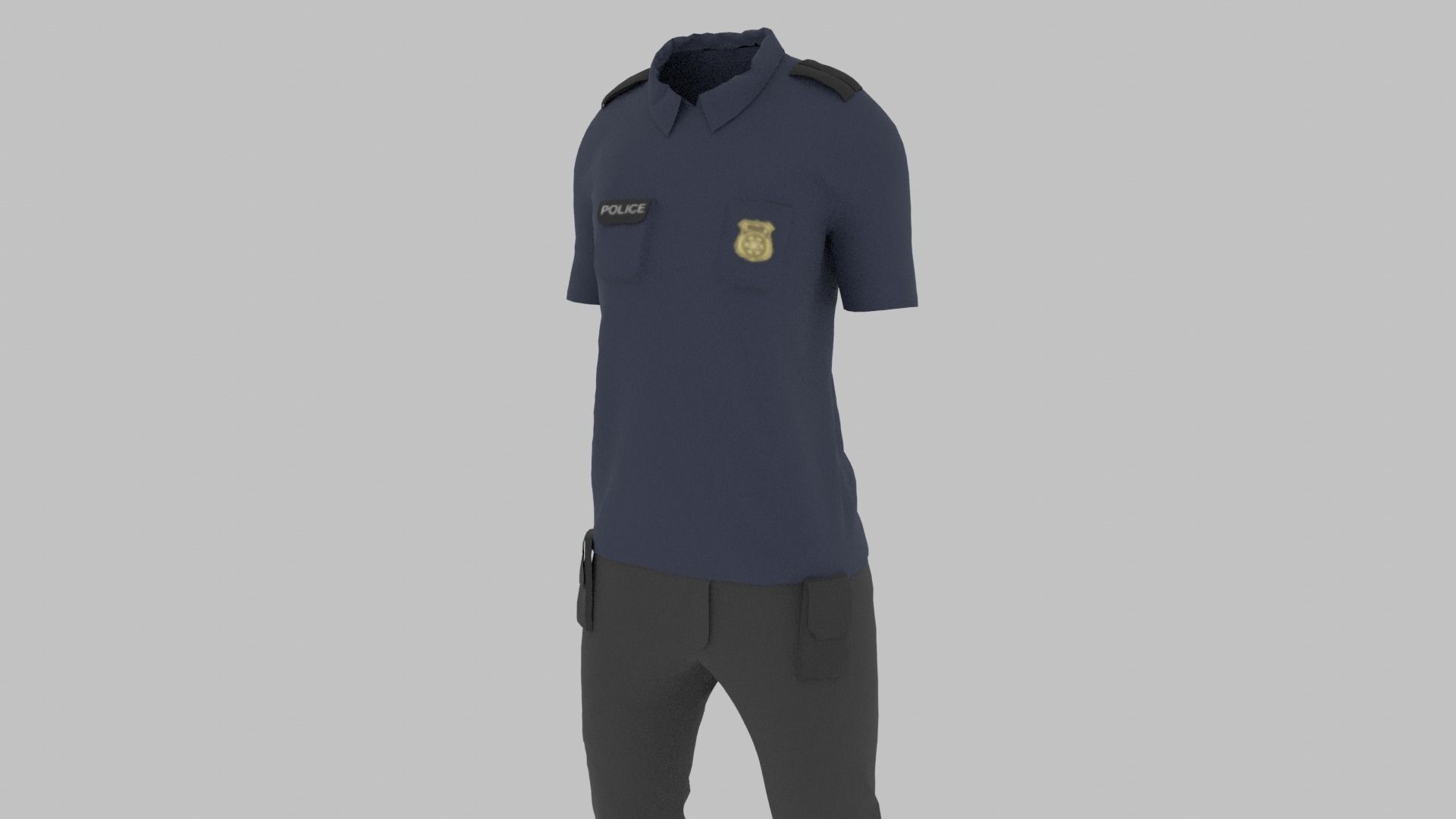 Police Uniform Low-poly 3D model_8