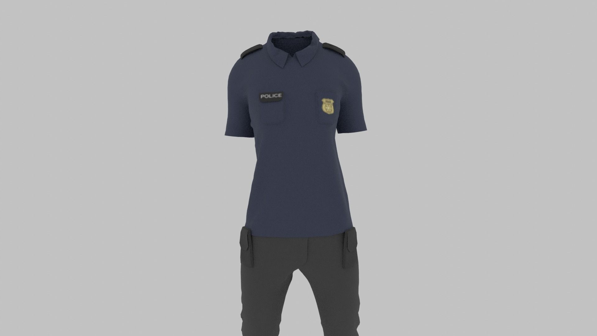 Police Uniform Low-poly 3D model_9