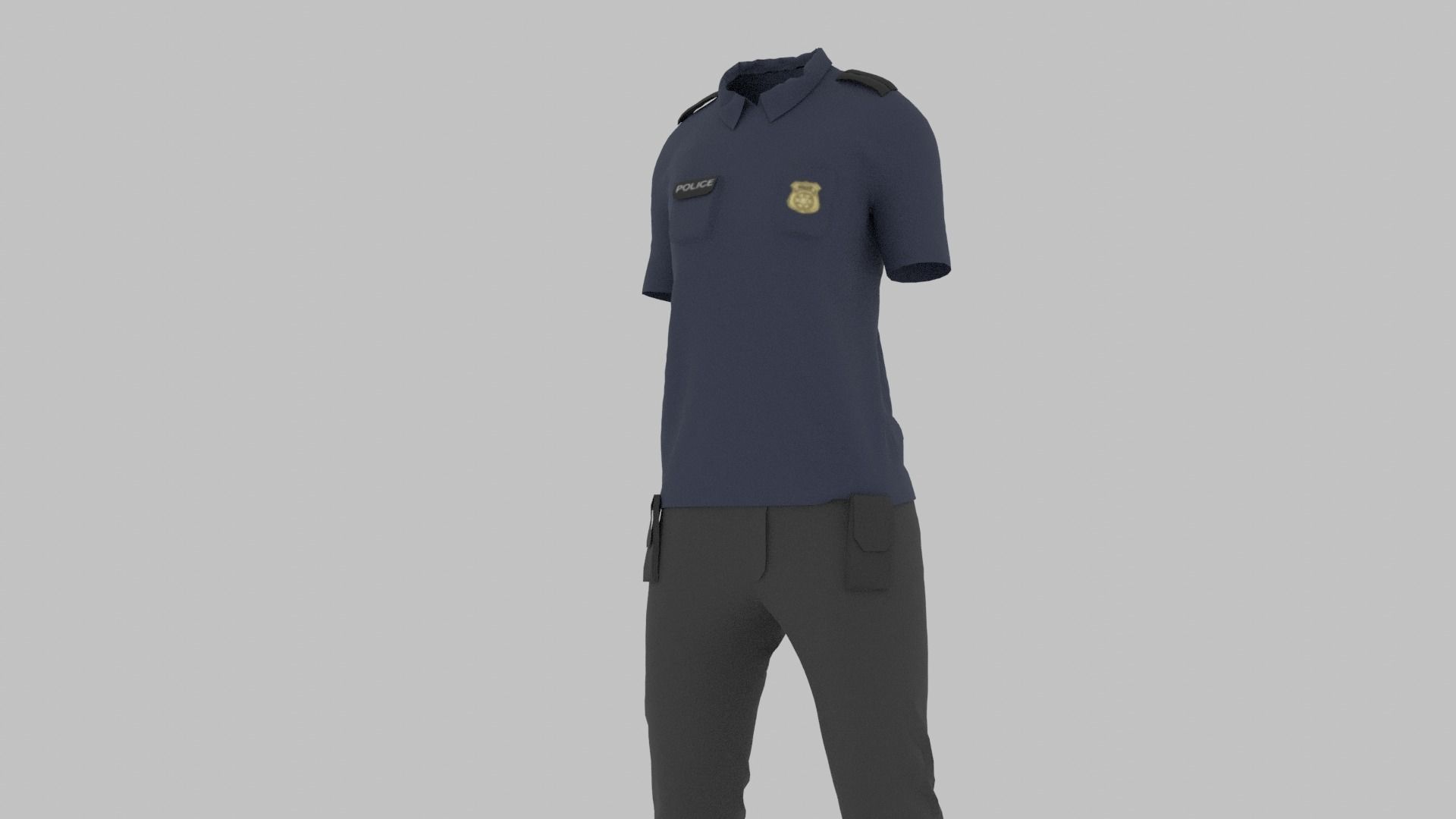Police Uniform Low-poly 3D model_6