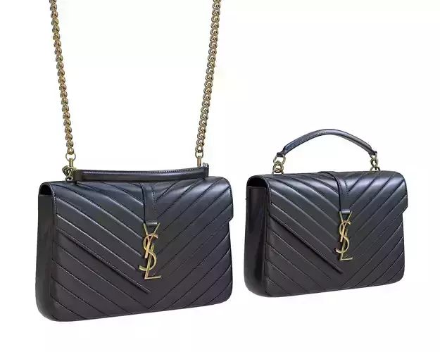 YSL Saint Laurent College Medium Chain Bag Black Low-poly 3D model