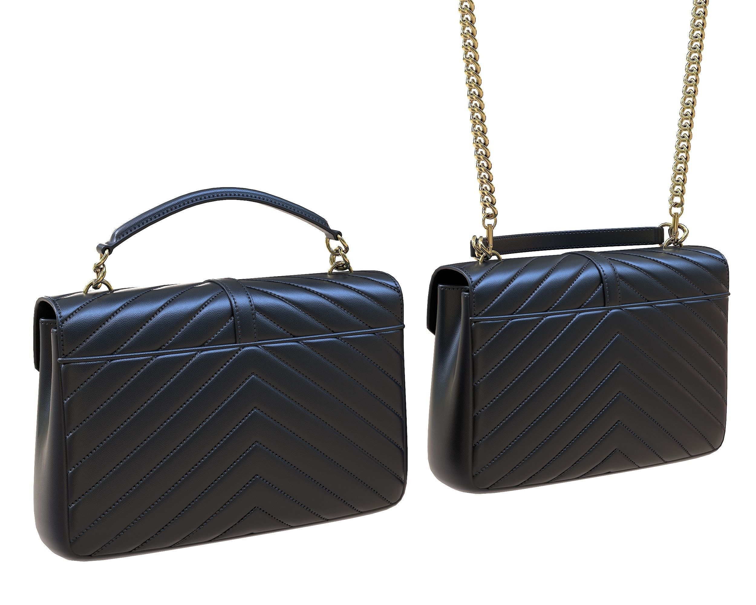 YSL Saint Laurent College Medium Chain Bag Black Low-poly 3D model_5