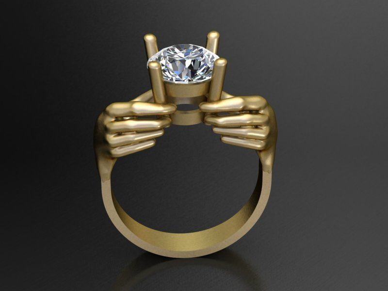 Hand with Gem Ring 3D print model_1