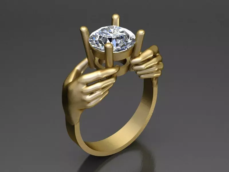 Hand with Gem Ring 3D print model_0