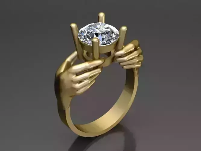 Hand with Gem Ring 3D print model