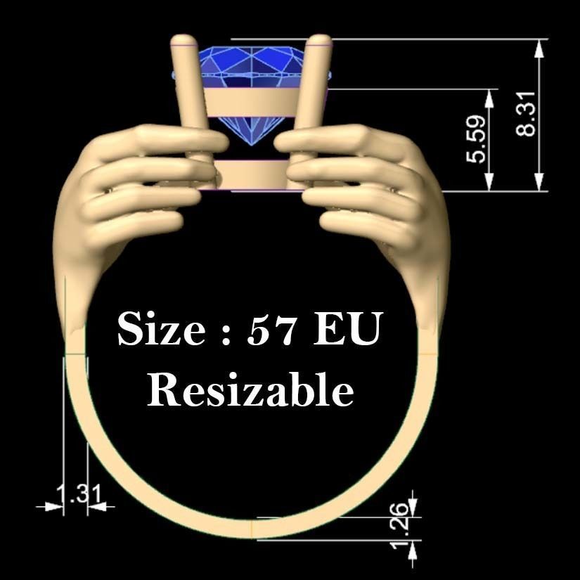 Hand with Gem Ring 3D print model_2