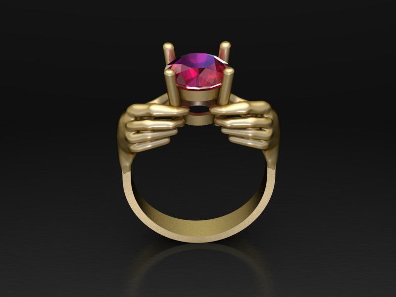 Hand with Gem Ring 3D print model_5