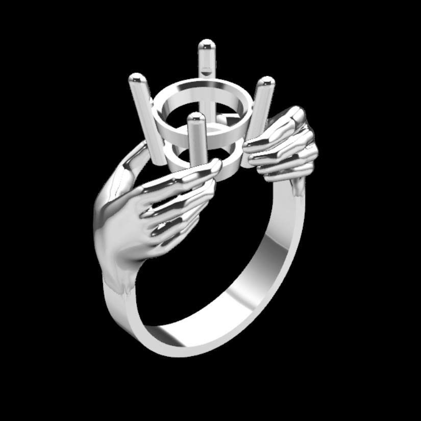 Hand with Gem Ring 3D print model_7