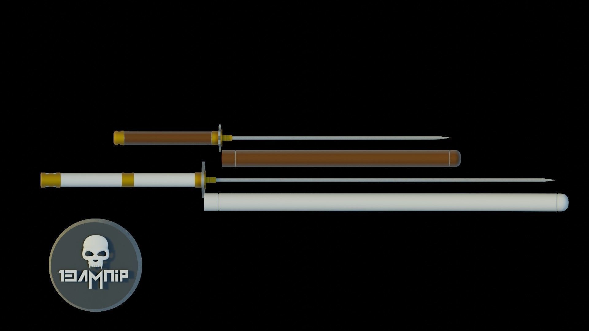 Katana two samurai swords 3D print model_12