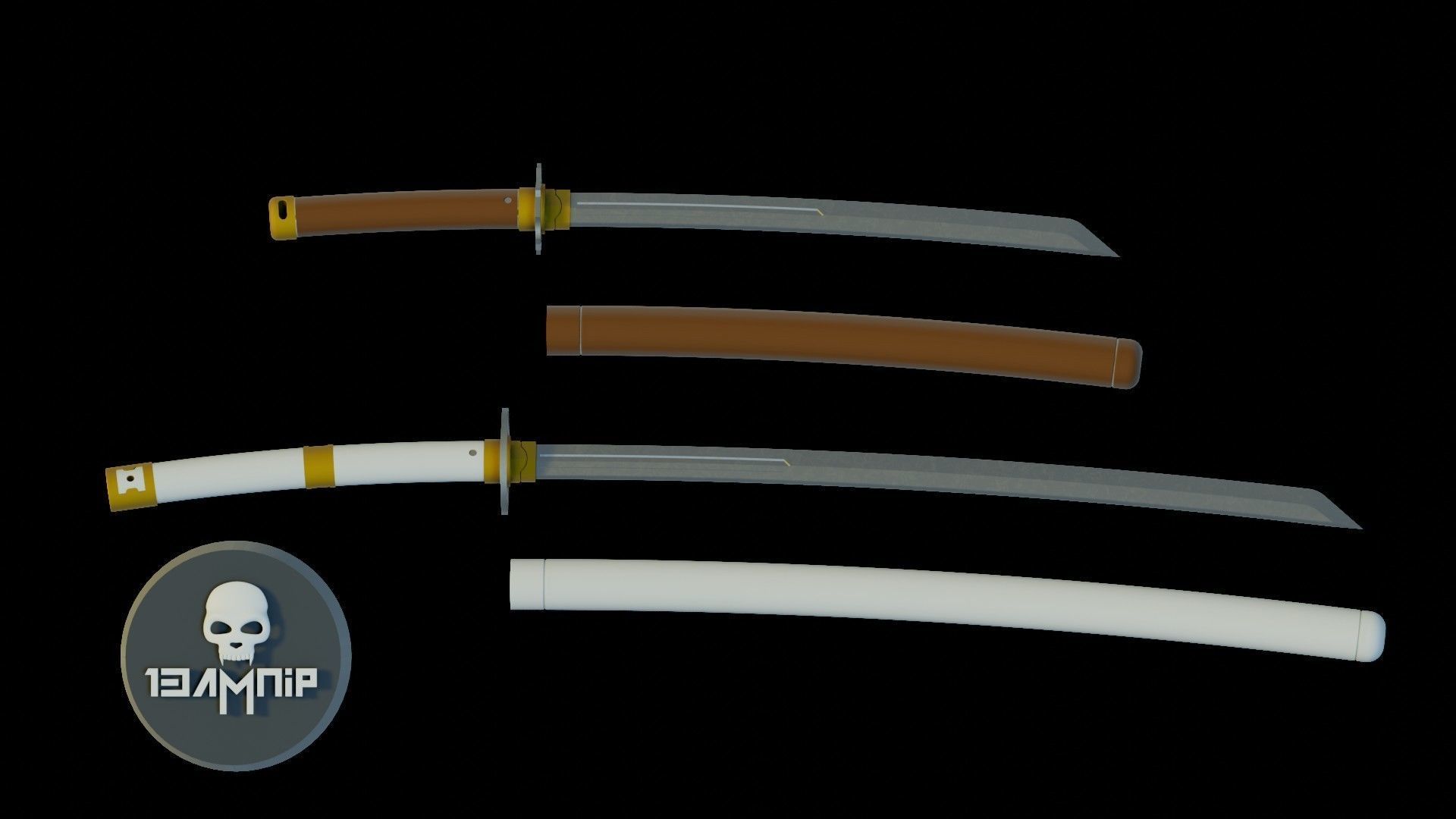 Katana two samurai swords 3D print model_10