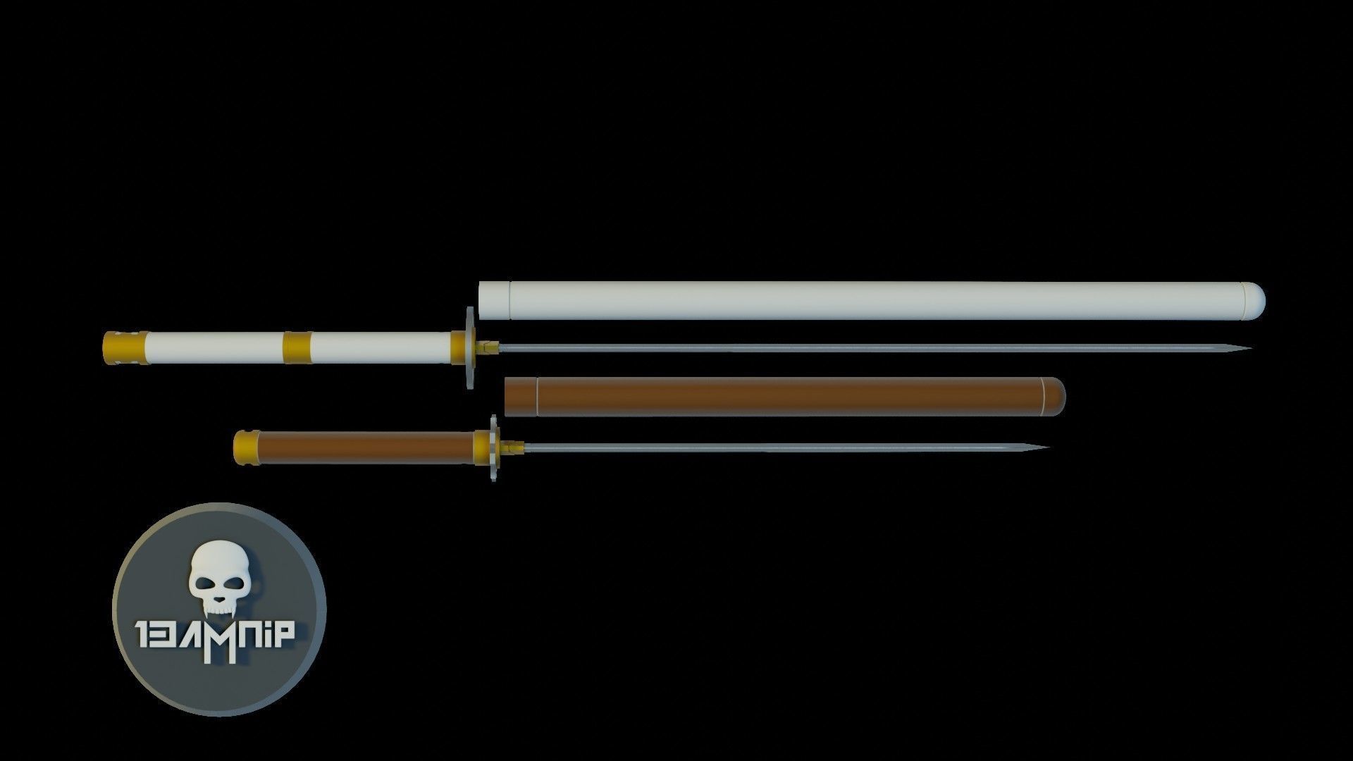 Katana two samurai swords 3D print model_11