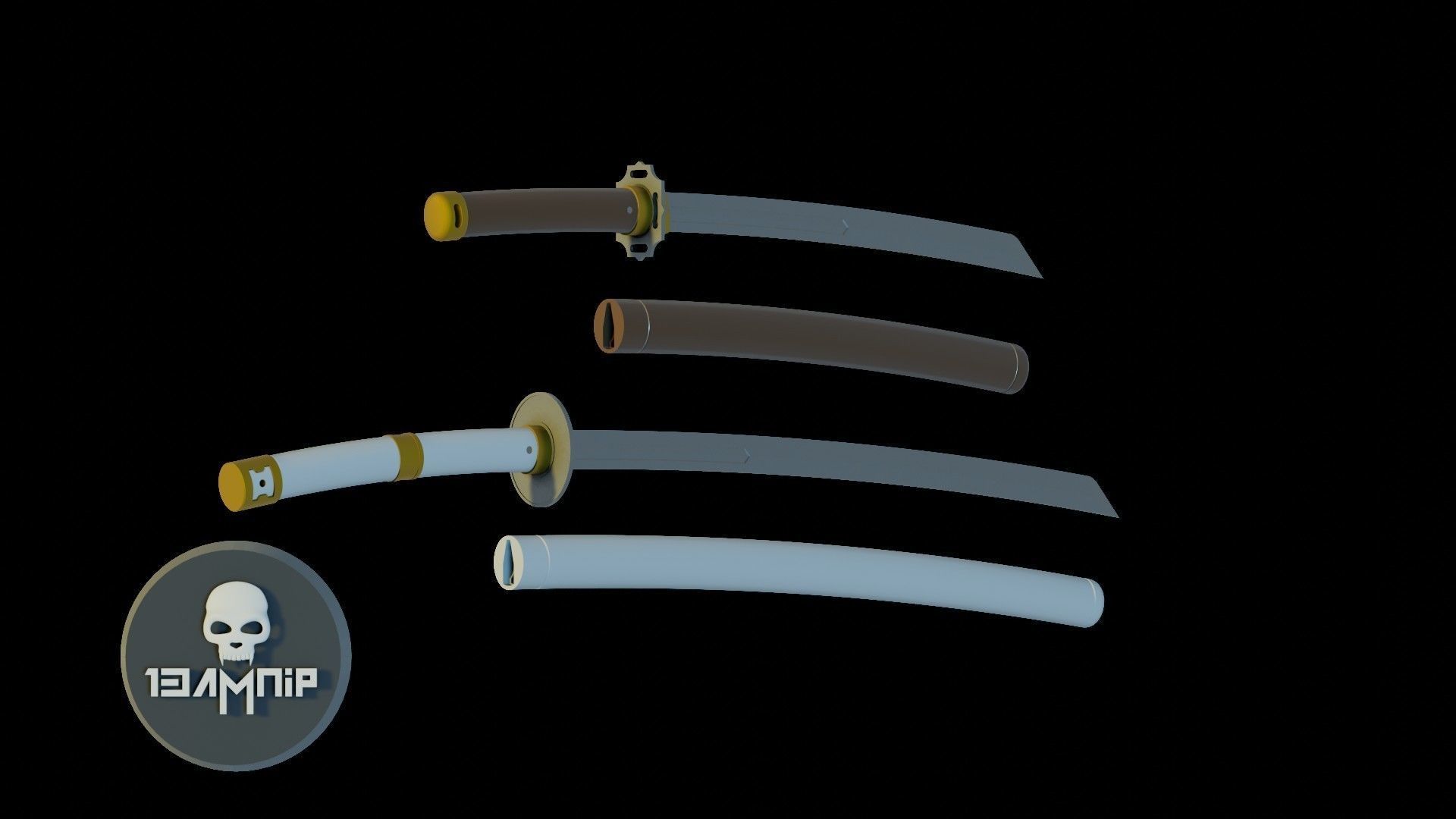 Katana two samurai swords 3D print model_8